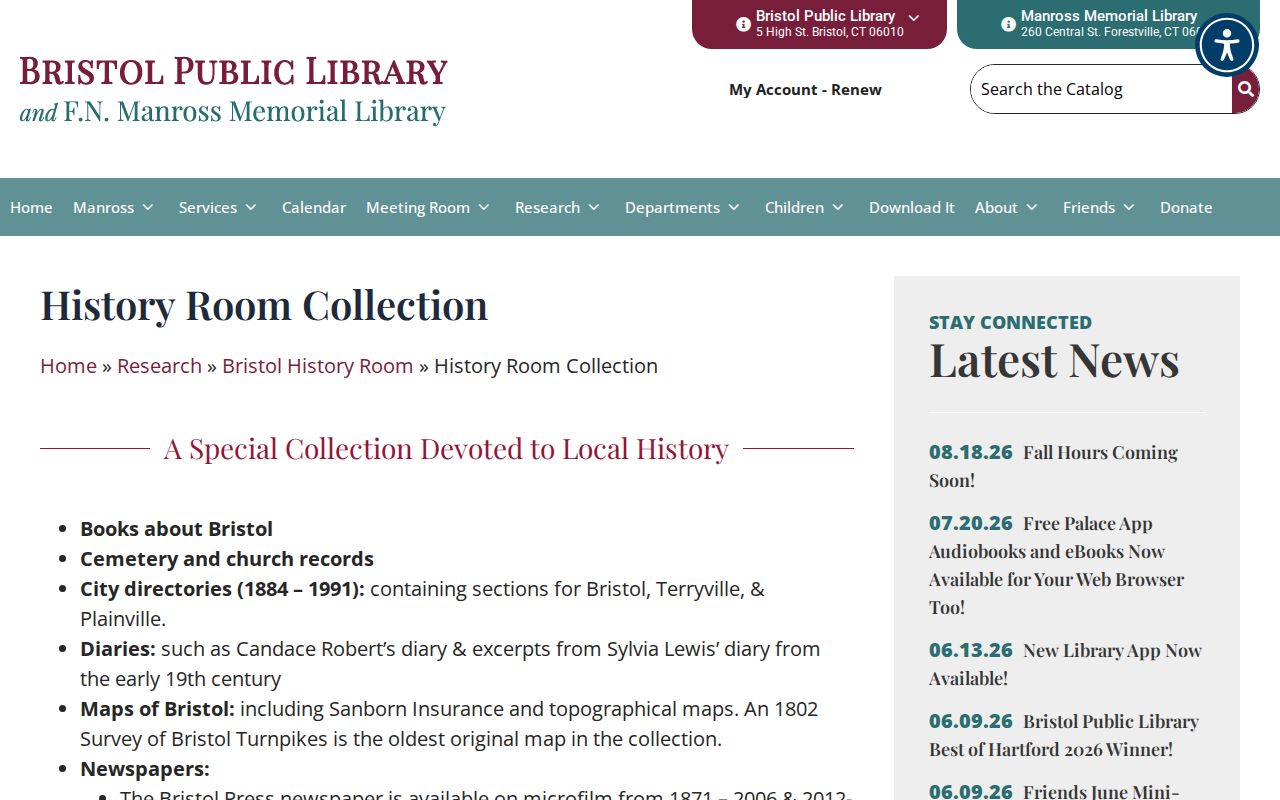 Bristol city directory History Room collection page