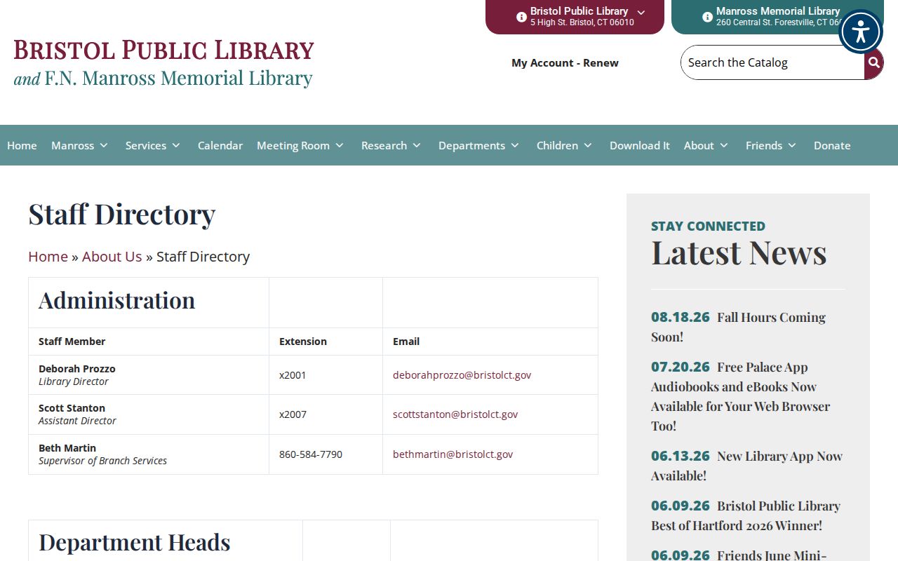 Bristol city directory Public Library staff contacts