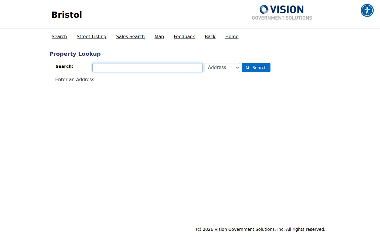 Bristol residents directory Vision property search fields