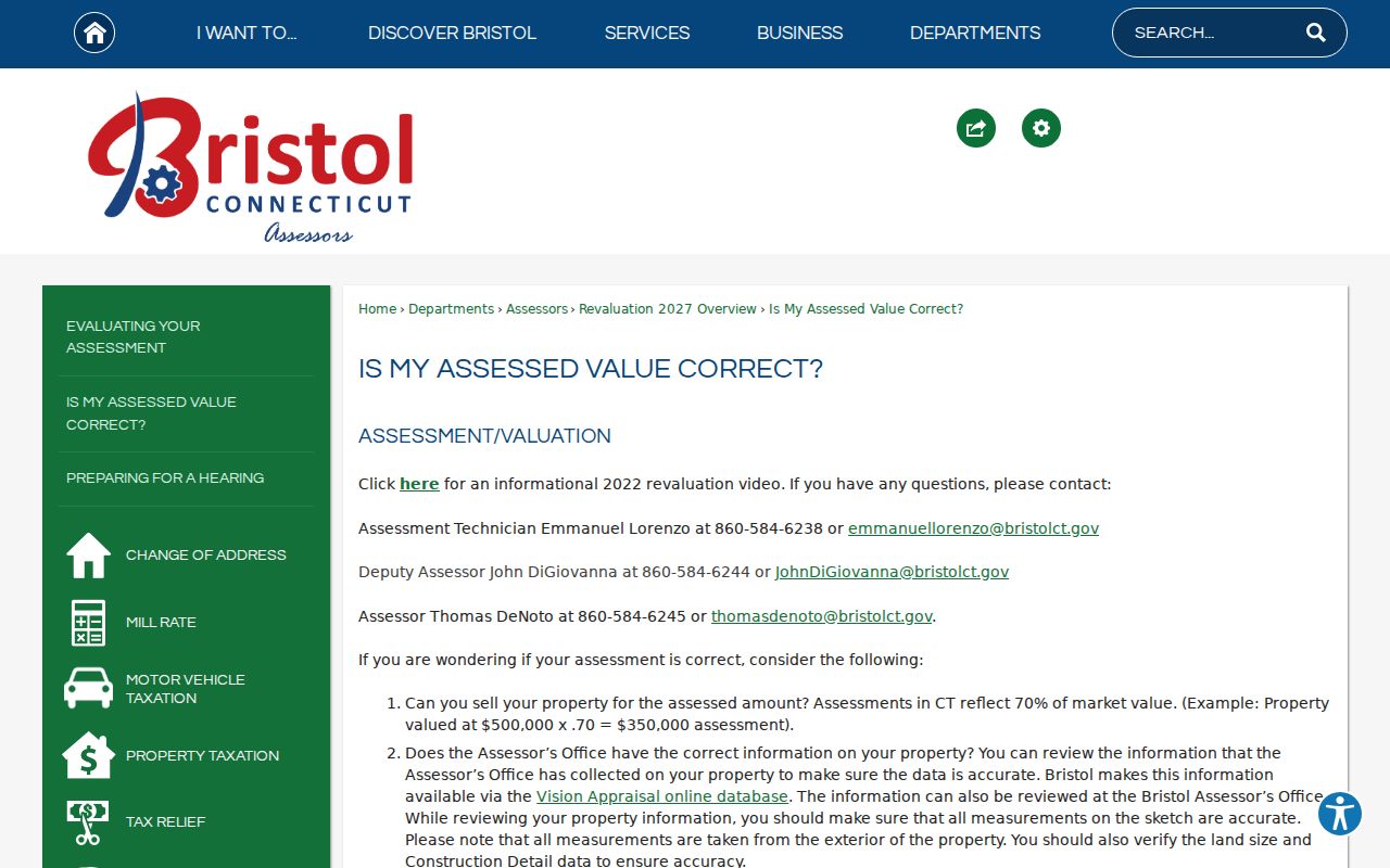 Bristol street directory assessed value and property research guide