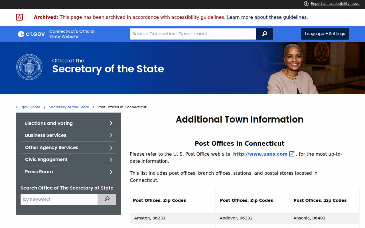 Bristol ZIP code directory source showing Connecticut post-office listings
